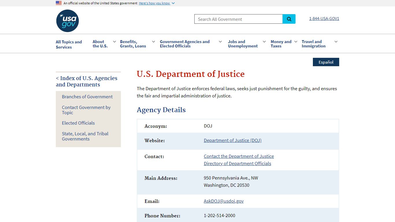 U.S. Department of Justice | USAGov